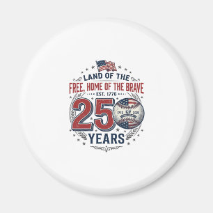 Aimant Conception de chemise vintage 250 ans de baseball
