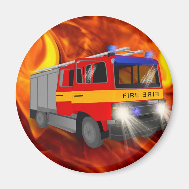 Aimant Conception de dessin du moteur cool d'incendie pou (Devant)