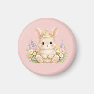 Aimant Conception de fleur sauvage de lapin duveteux pour