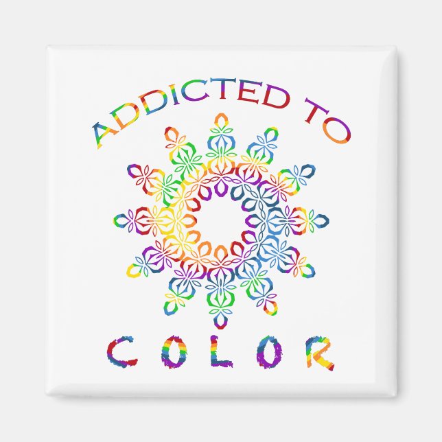 Aimant Conception de mandala arc-en-ciel addict aux coule (Devant)