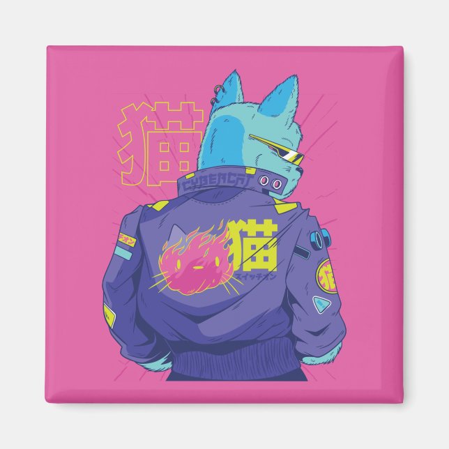 Aimant Conception de style cyberpunk pour chat (Devant)