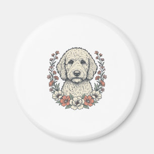Aimant Conception de T-Shirt de Portrait de Chien Bouclé