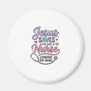 Aimant Conception de t-shirt Jésus Sauve l'infirmière Foi