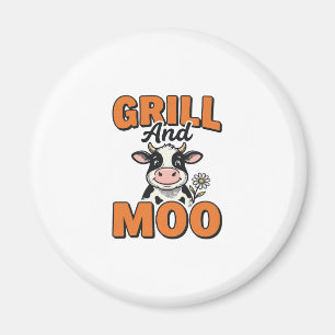 Aimant Conception de T-Shirt vintage Grill And Moo Vache 