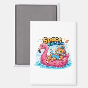 Aimant Conception de vacances de chat spatial Kawaii