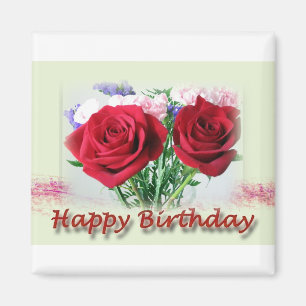 Aimant Conception florale de roses rouges de joyeux