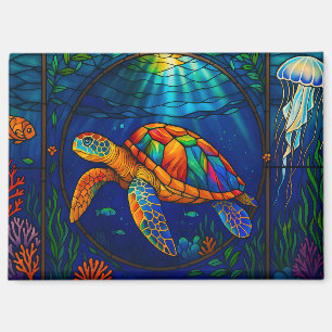 Aimant Conception vibrante de tortue marine en verre colo