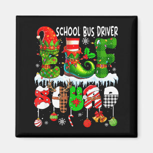 Aimant Conducteur de bus scolaire Elf Squad Xmas Chapeau
