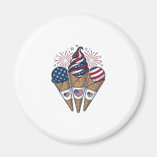 Aimant Cônes de glace patriotiques vintage Quatre Juillet
