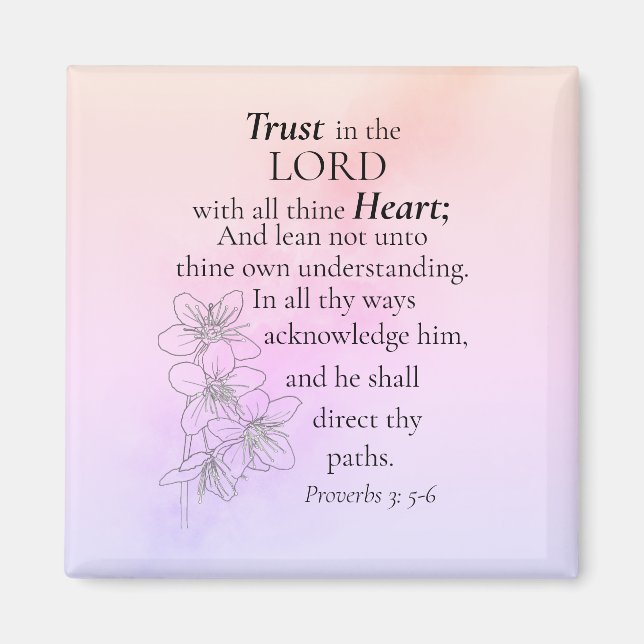 Aimant Confiance dans le Seigneur Bible Verse Floral Aqua (Devant)