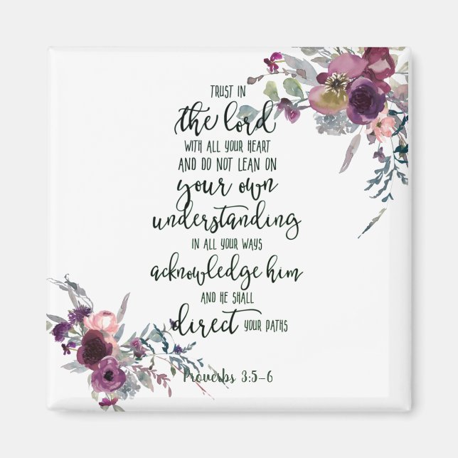 Aimant Confiance dans le Seigneur floral (Devant)