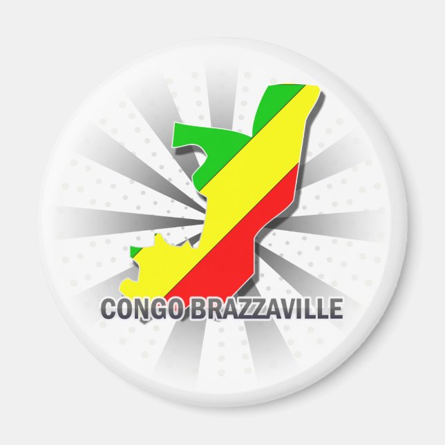 Aimant Congo Brazzaville Carte Drapeau 2.0 (Devant)