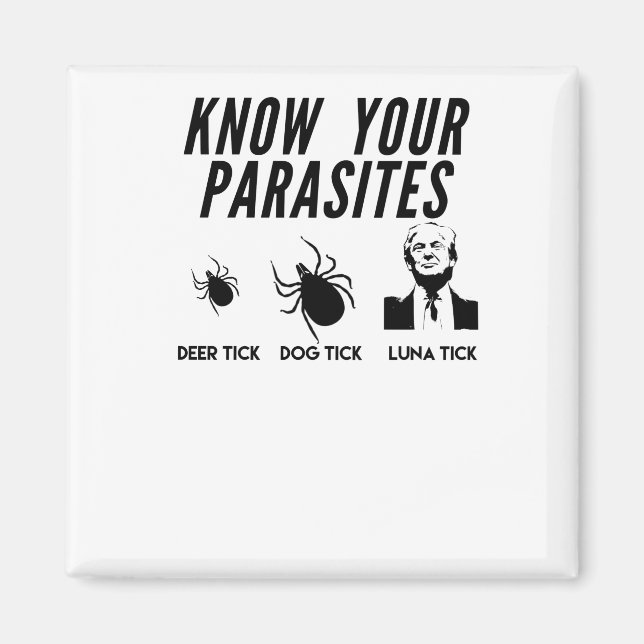 Aimant Connaissez vos parasites - T-shirt anti Trump - Un (Devant)