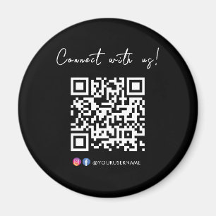 Aimant Connectez-vous avec nous Facebook Instagram QR Cod