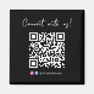 Aimant Connectez-vous avec nous Facebook Instagram QR Cod