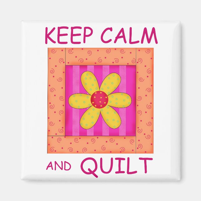 Aimant Conserver le calme et le bloc de fleurs appliqué d (Devant)