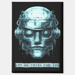Aimant Contrôle de l'esprit Cyberpunk Robot Blue Grunge