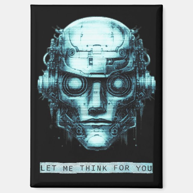 Aimant Contrôle de l'esprit Cyberpunk Robot Blue Grunge (Recto)