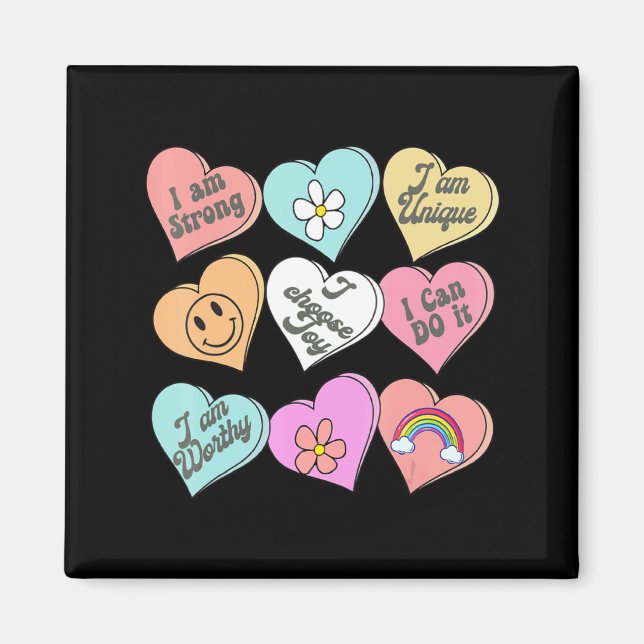 Aimant Conversation Hearts Groovy Valentines Day Cute Tea (Devant)