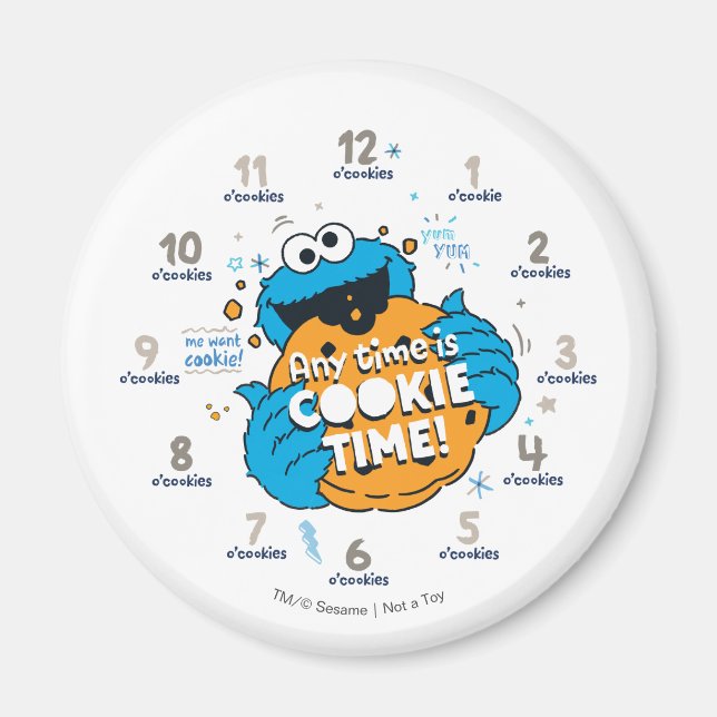 Aimant Cookie Monster | Tout moment est le bon pour les c (Devant)