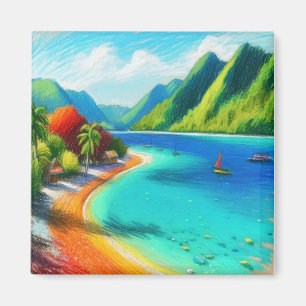 Aimant Cook's Bay, Moorea, Polynésie française Aquarelle