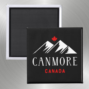 Aimant Cool Canmore Canada Montagnes Maple Leaf Dark