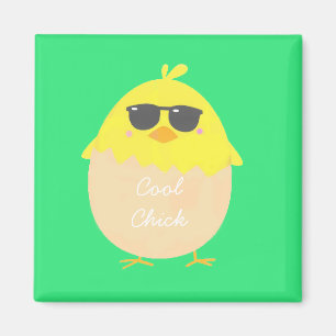 Aimant Cool Chick funky Pâques jaune poussin
