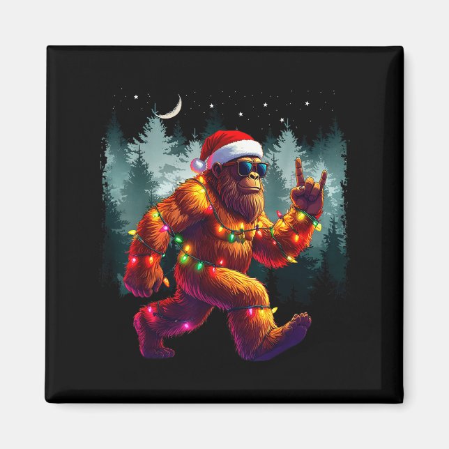 Aimant Cool Devil Horns Sasquatch Holiday Lights Christma (Devant)