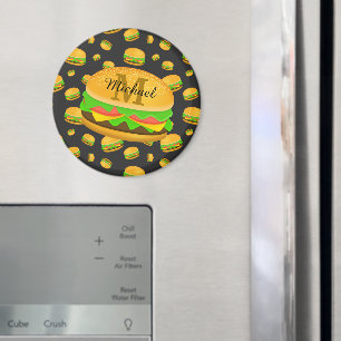 Aimant Cool et amusant yummy burger motif Monogramme