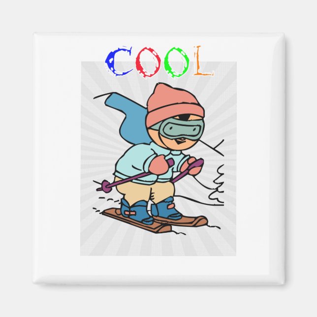Aimant Cool Funny Skier | conceptions de ski | skier drôl (Devant)