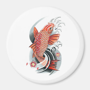 Aimant Cool Oriental Japonais Rouge Koi Carp tatouage de 