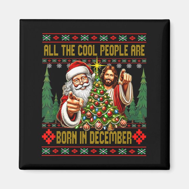 Aimant Cool People Are Born In December Christian Christm (Devant)