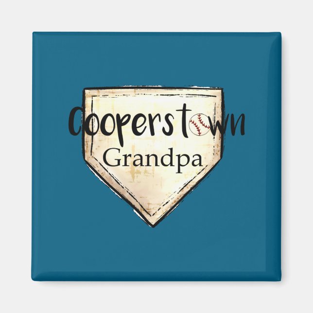 Aimant Cooperstown Ny Papy Design De Baseball Mignon (Devant)