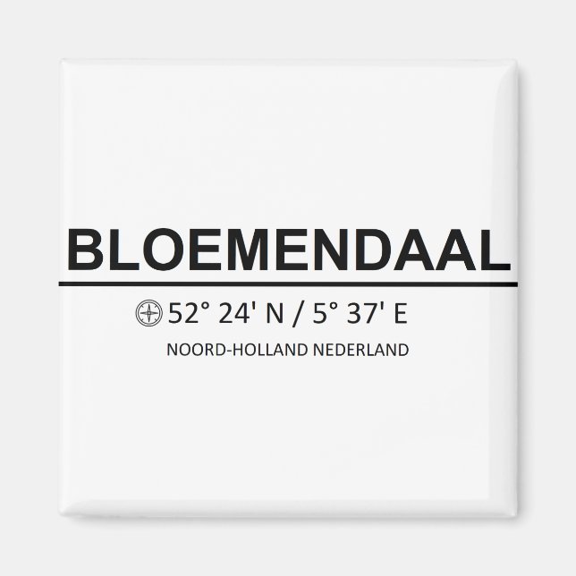 Aimant Coordonnées Bloemendaal - Coordonnées Bloemendaal (Devant)