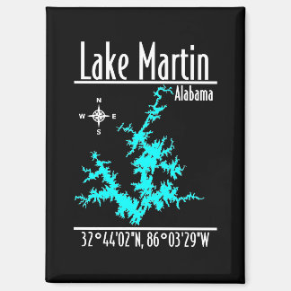 Aimant Coordonnées de carte nautique du lac Martin Alabam