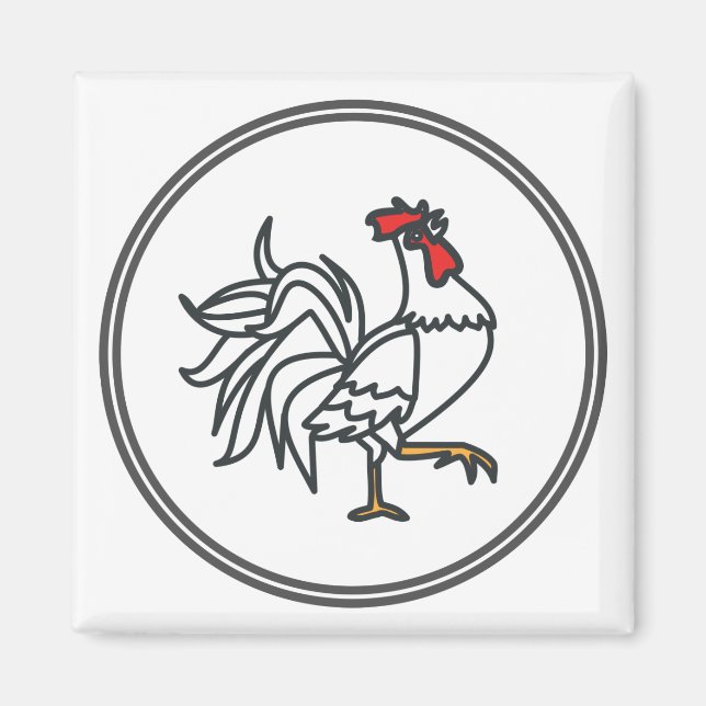 Aimant Coq blanc - Collection de crabe de crevette de poi (Devant)