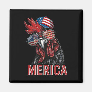 Aimant Coq Merica drôle patriotique Usa Sungles Chapeau T