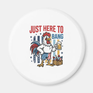 Aimant Coq Patriotique Feu d'Artifice Vintage Design de T