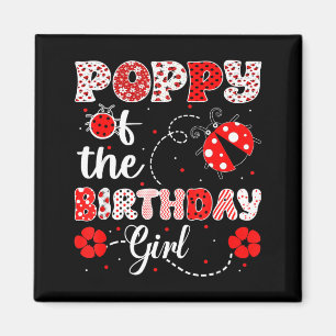 Aimant Coquelicot de la fille d'anniversaire - coccinelle