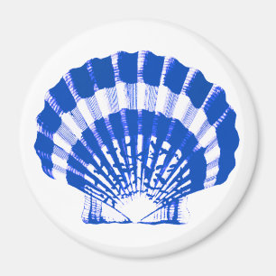 Aimant Coquillage - bleu cobalt et blanc