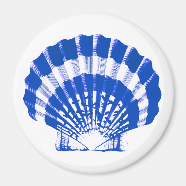 Aimant Coquillage - bleu cobalt et blanc (Devant)