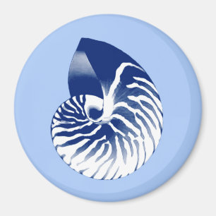 Aimant Coquille de Nautilus - marine, blanc et bleu-clair