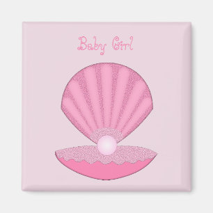 Aimant Coquille d'huîtres pour fille rose et perle person