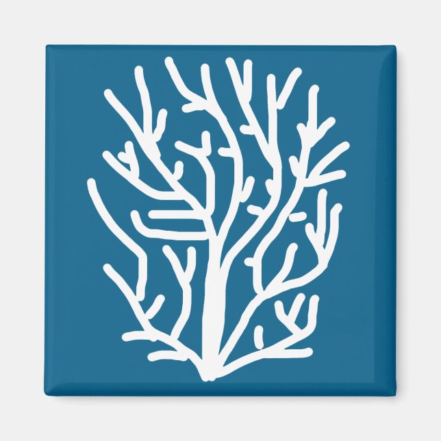 Aimant Corail blanc sur la vie aquatique bleue (Devant)