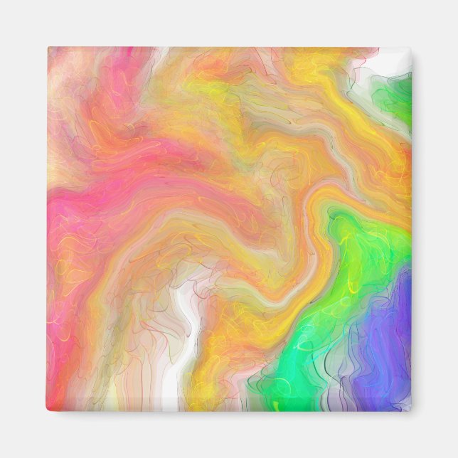 Aimant Corail, Bleu, Vert, Rose Abstrait Fluide Art (Devant)