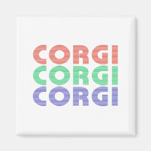 Aimant Corgi Dog Texte coloré moderne