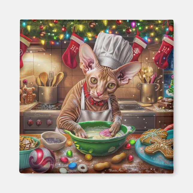 Aimant Cornish Rex Gîtes : Noël festif (Devant)