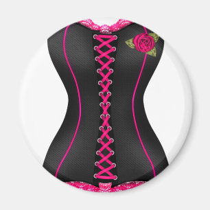 Aimant Corset Noir Rose rose