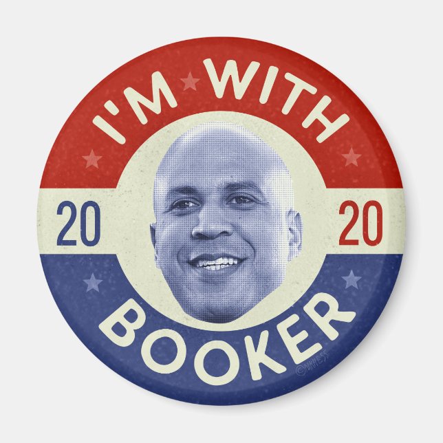 Aimant Cory Booker President 2020 Democrat Photo Retro (Devant)