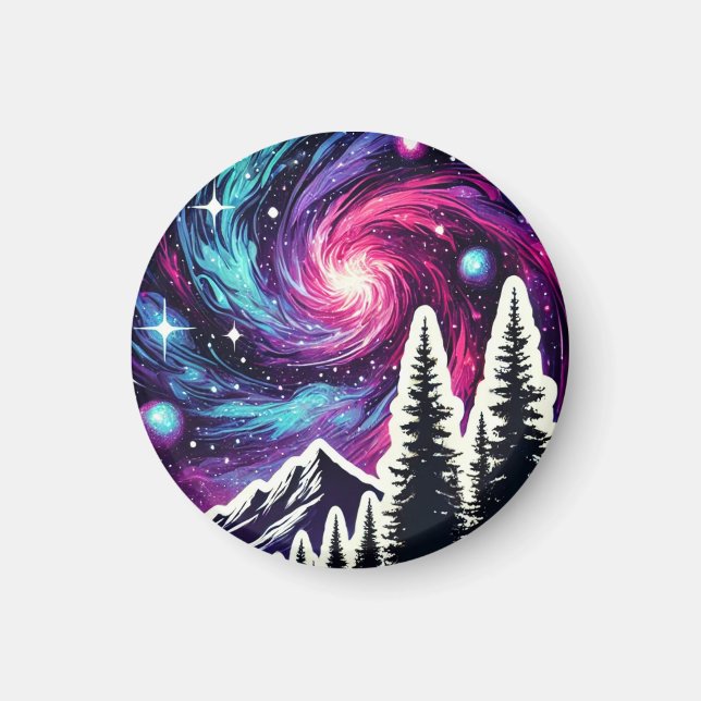 Aimant Cosmic Forest: Galaxy Meets Nature (Devant)